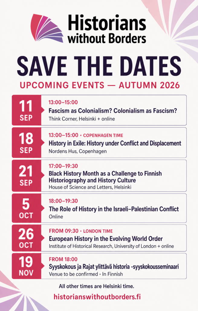 Upcoming events autumn 2026 as an image